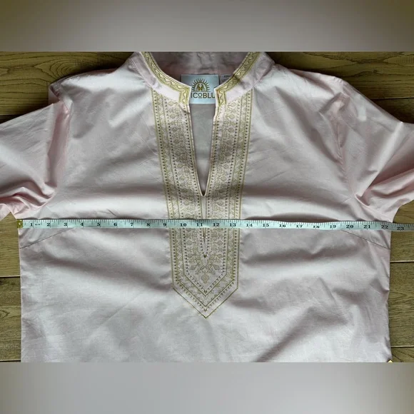 Nicoblu Maharani Tunic Blush Pink Embroidered in Gold Filigree Top size PXL - Picture 10 of 13